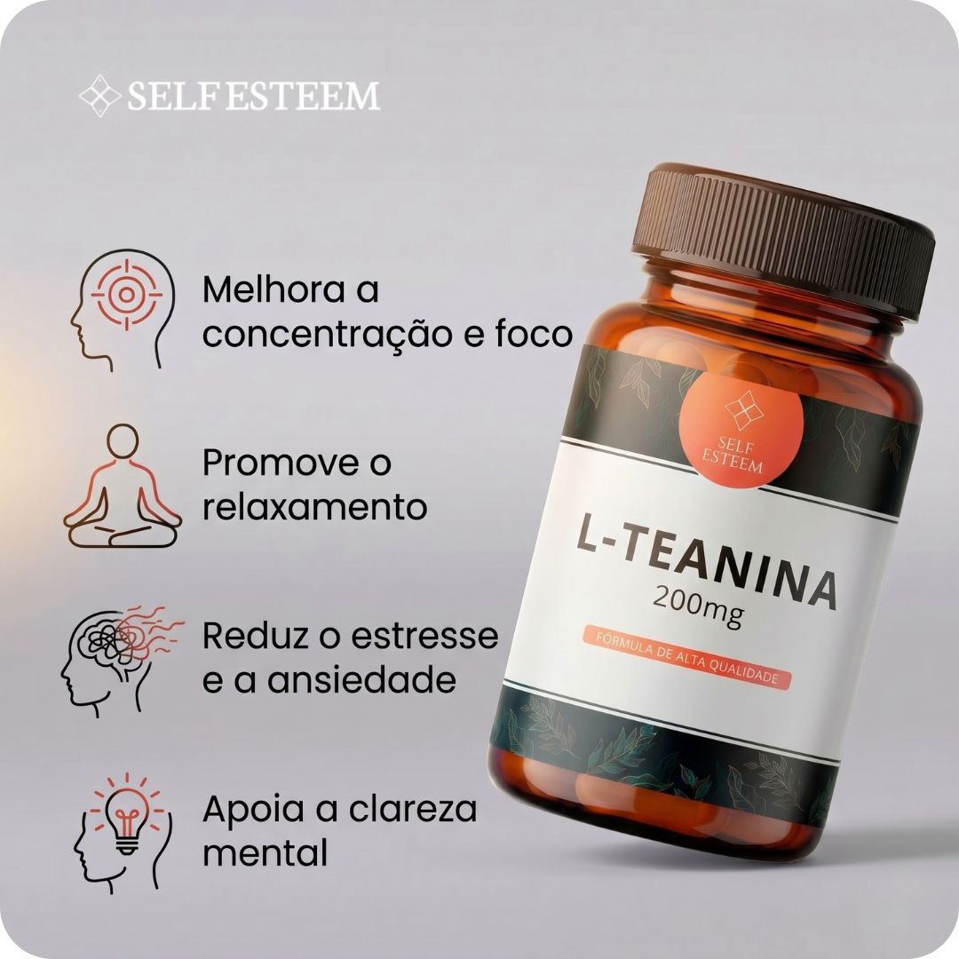 Embalagem de L-Teanina 200mg 60 Cápsulas da SelfEsteem