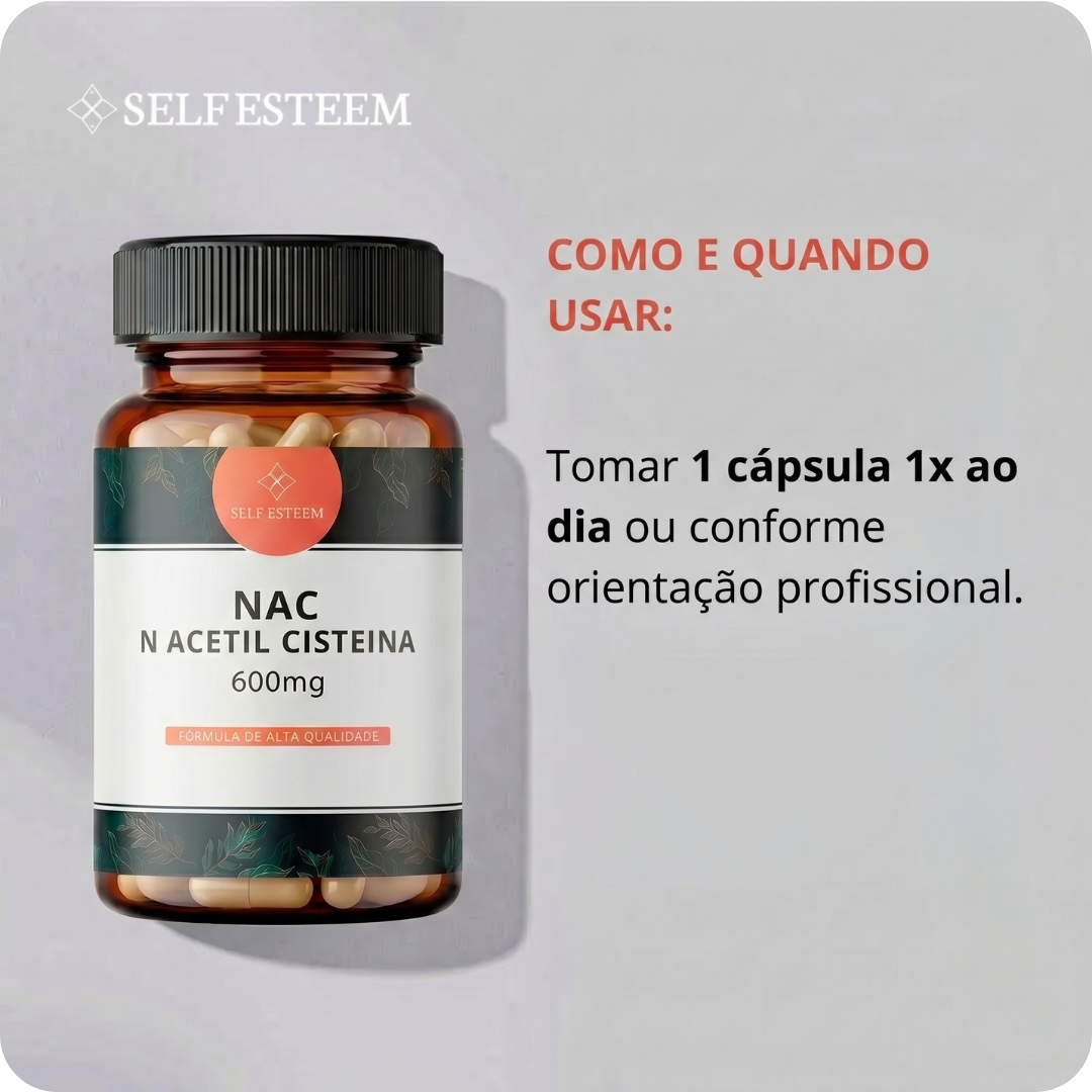 NAC N-acetilcisteína 600mg 60 Cápsulas